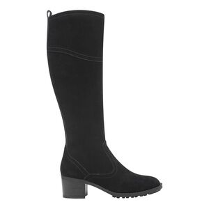 EASY SPIRIT Womens Black stretch, Block Heel Zip-Up Boots Shoes 8.5 wide calf